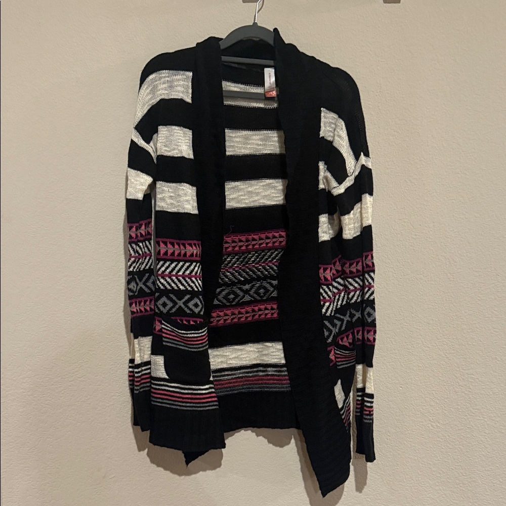 No Boundaries Striped Cardigan with Pink Accents